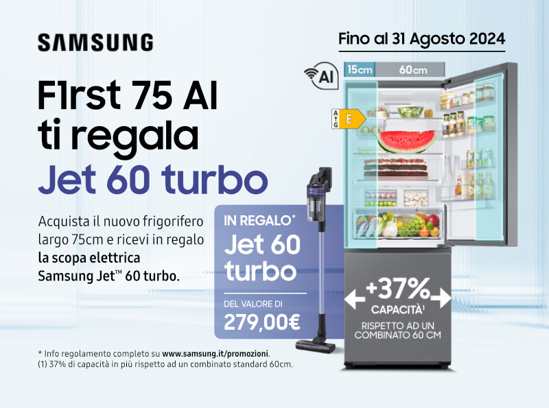 Acquista un frigo F1rst 75 AI e Samsung ti regala la scopa elettrica Jet 60 turbo!